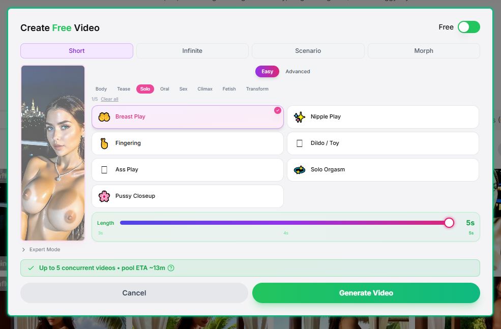 AiAllure video generation UI
